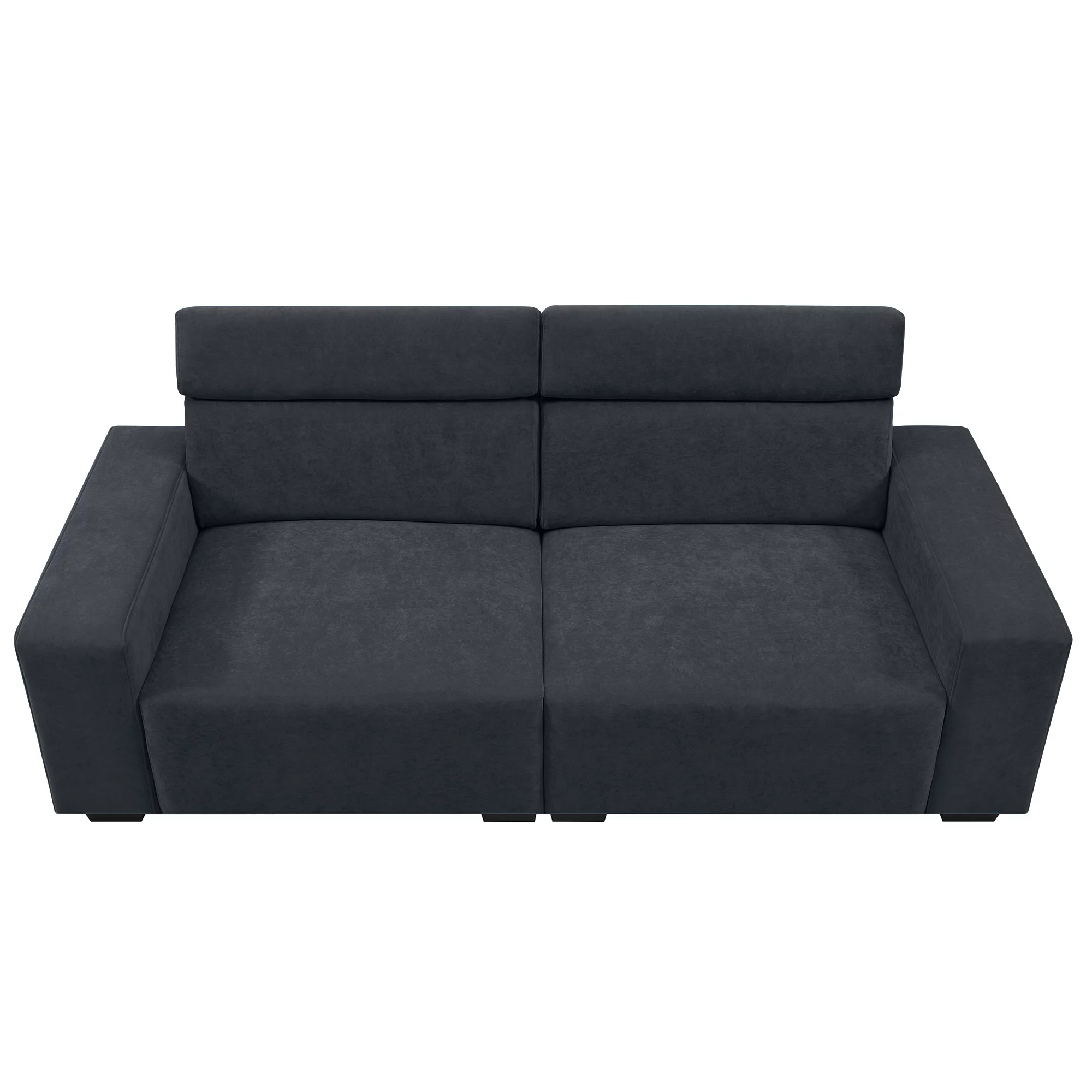 Soges 87" Velvet Loveseat Modern 2-Seater Sofa Couch with Multi-Angle Adjustable Headrest for Living Room, Black