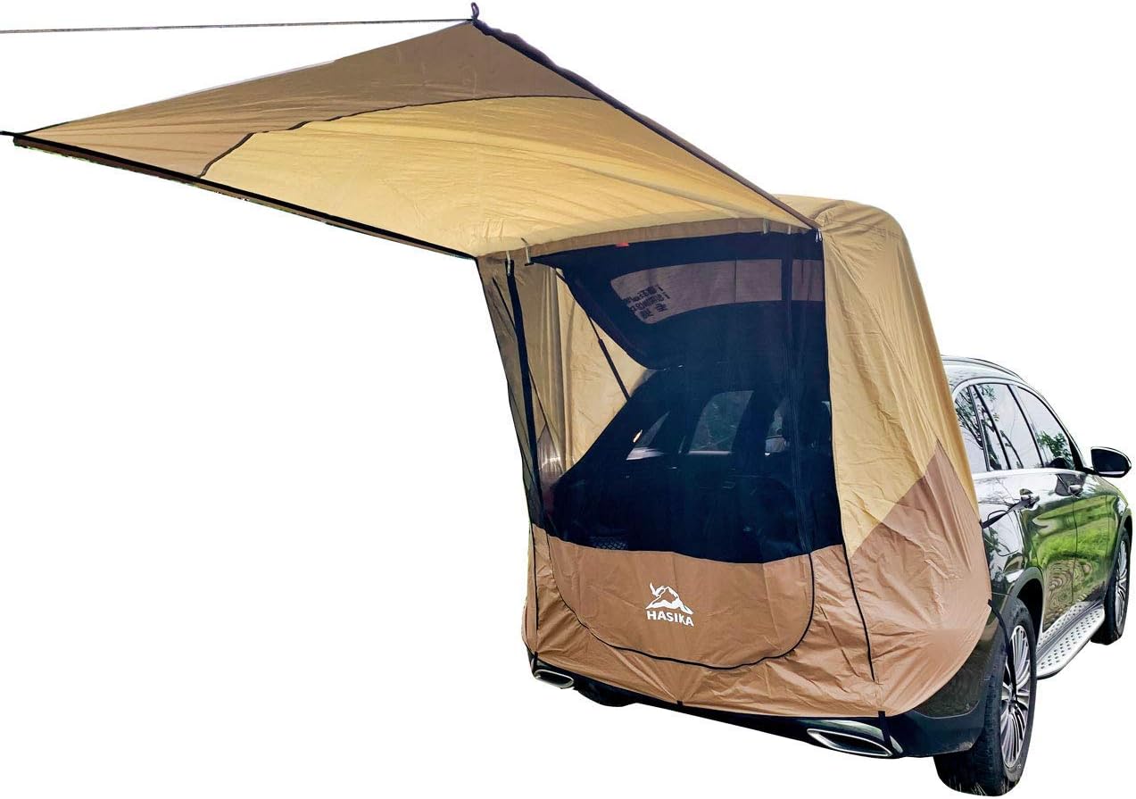 Tailgate Shade Awning Tent for Car Travel Small to Mid Size SUV Waterproof 3000MM Yellow (Small)