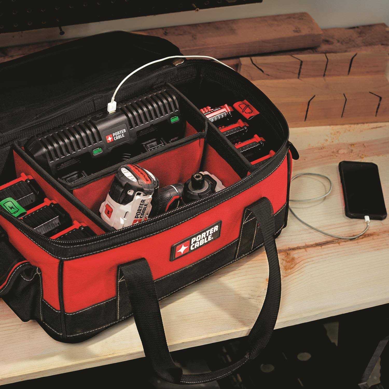 Porter Cable 20V Max Dual Port Charger Bag PCCB122C2 - Shop Hardware Tools Online Store