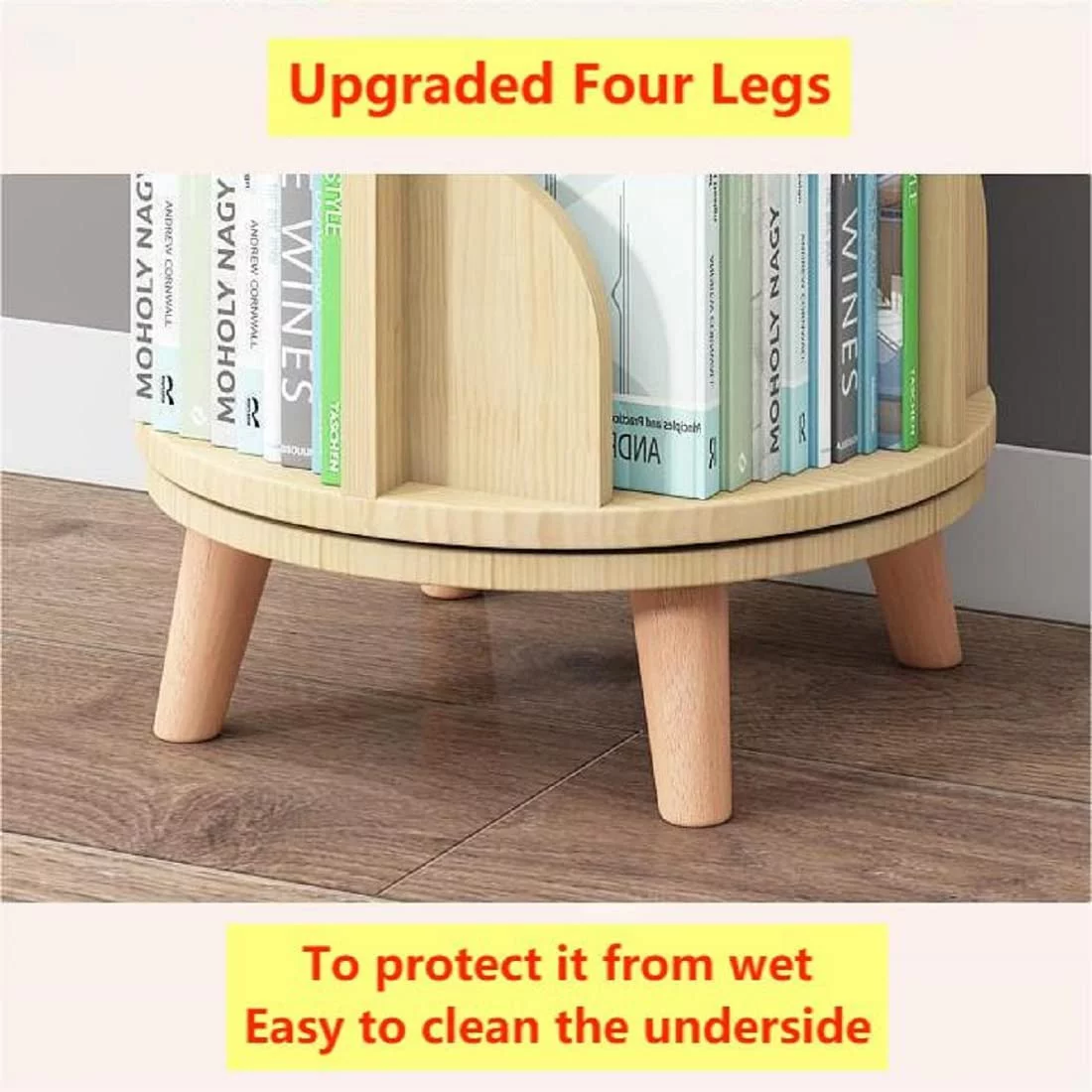 Miumaeov Upgraded 5 Tier Tall Rotating Bookshelf with Legs Large Stackable Bookshelf Wooden Storage Bookcases Book Display Rack Shelves for Study