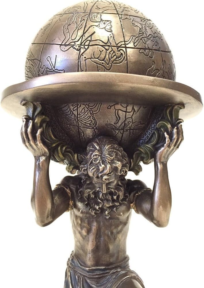 Veronese Design 9 Inch Greek Titan Atlas Carrying The World Statue Cold Cast Resin Antique Bronze Finish