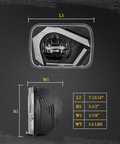 Partsam 2025 H6054 LED Headlights 7x6 5x7 Headlamp Hi/Low Sealed Beam Lights [DOT] [Start & End Animation] [Anti-glare] [DRL] [Sequential Turn