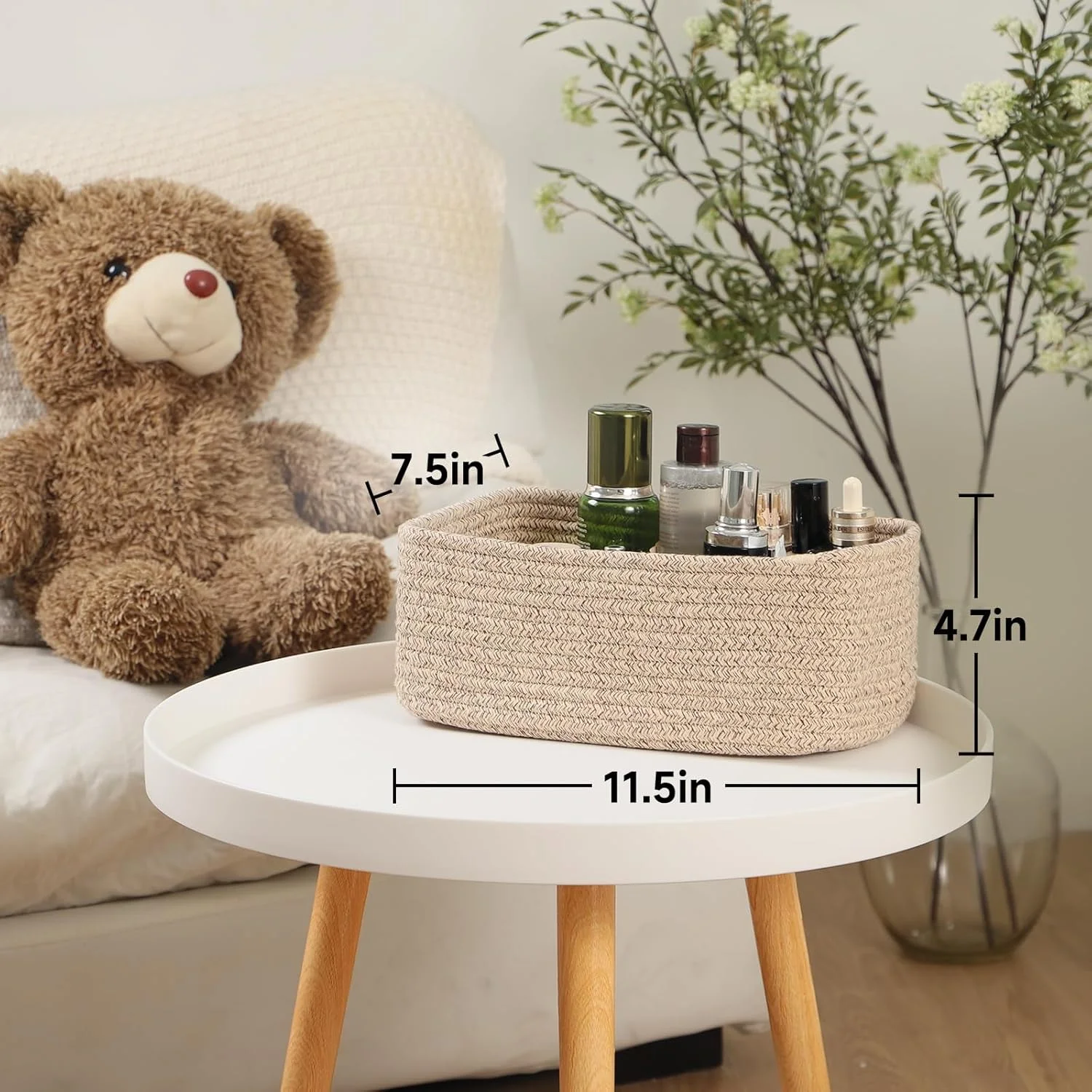 AllWays Plaza Small Storage Baskets for Organizing | Closet Organizer Bins | Shelf Toy Basket | Woven Rope Baskets | Cube Decorative Box | Shallow