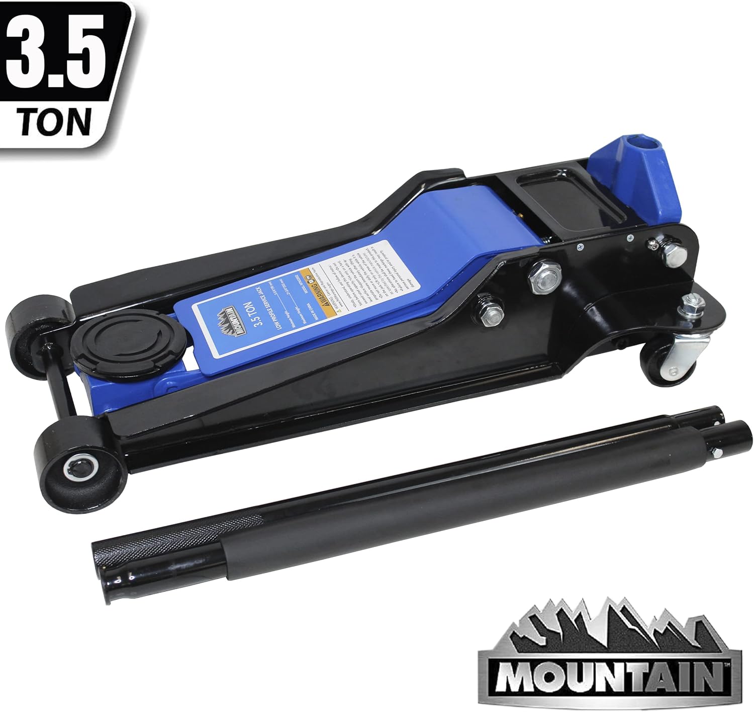 Mountain 3.5 Ton Service Jack; 7,000 LBS. Capacity, Heavy Duty Steel, 21 3/4" Lifting Range, Safety by-Pass Valve; MTN33502