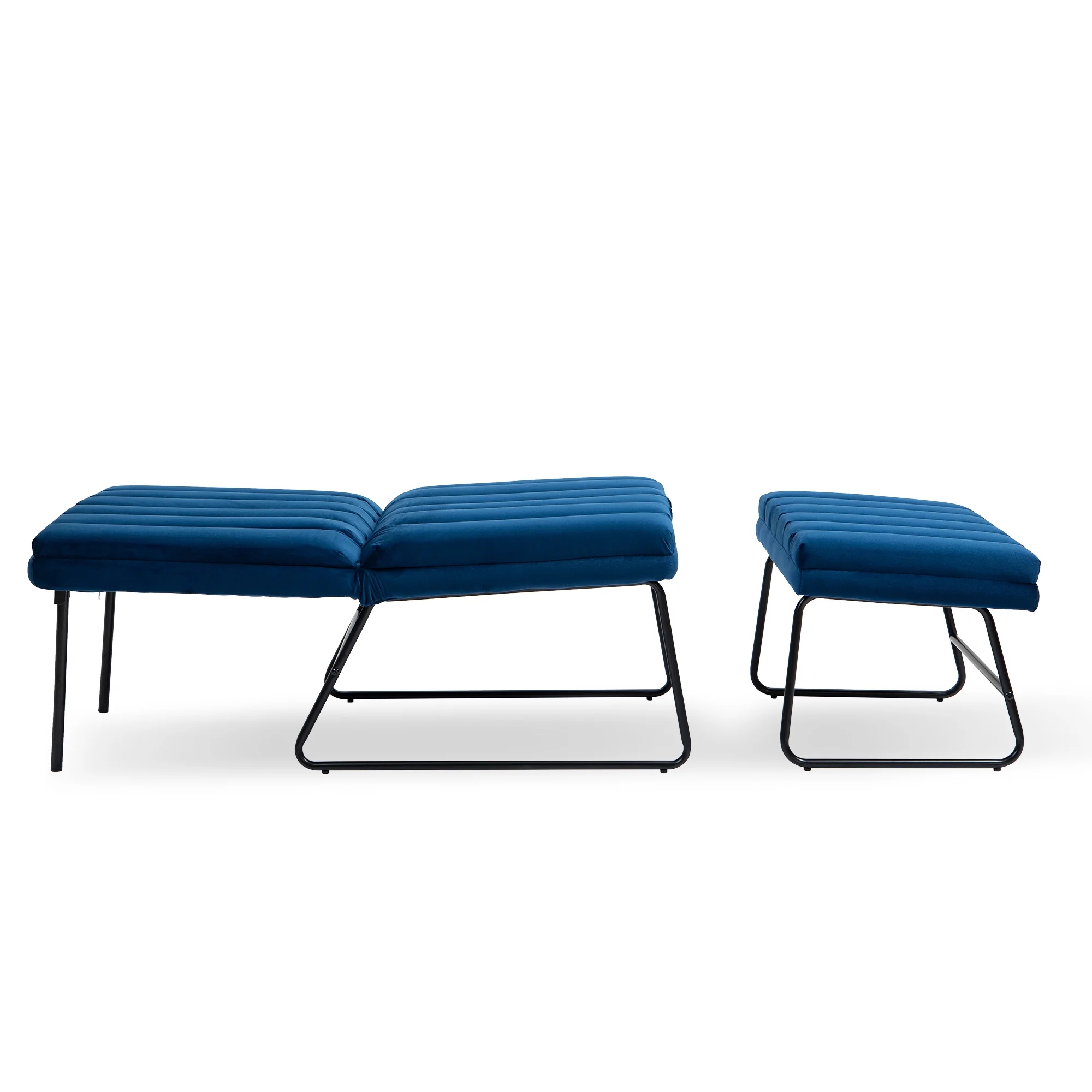 CoSoTower Dark Blue Modern Lazy Lounge Chair, Contemporary Single Leisure Upholstered Sofa Chair Set