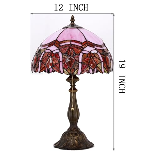 Tiffany Table Lamp Stained Glass Lamp 12X12X19 Inch Antique Reading Light (Sea Blue Pear)