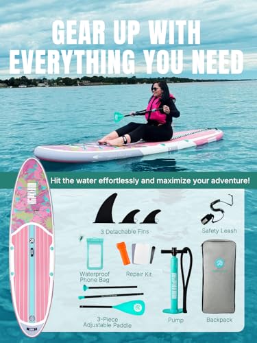 Niphean Inflatable Stand Up Paddle Board with SUP Accessories, Anti-Slip EVA Deck