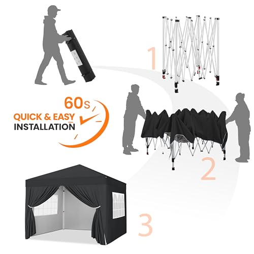 Yaheetech 10x10 Pop Up Canopy with 4 Removable Sidewalls, Portable Enclosed Instant Tent, Waterproof Outdoor Tent, Beach Sun Shelter with 4 Sandbags