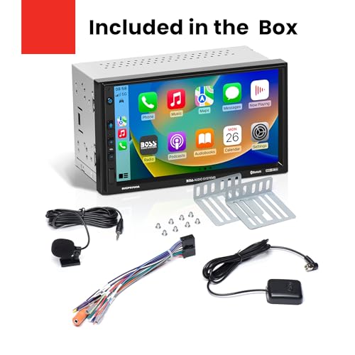 BOSS Audio Systems BCP62 Car Stereo - Apple CarPlay, Double Din, 6.2 Inch Capacitive Touchscreen, Bluetooth, No CD DVD Player, AM/FM Radio Receiver