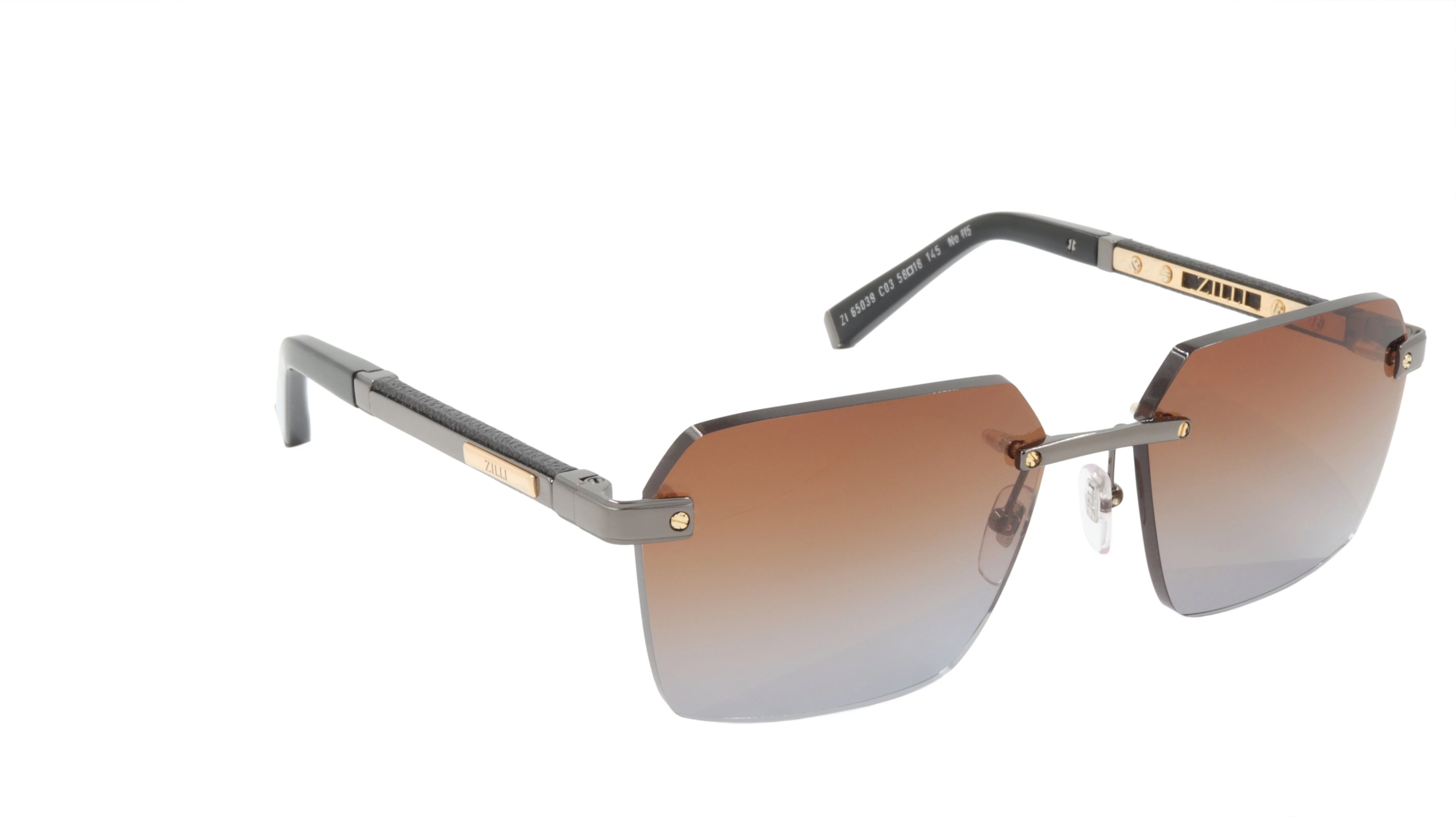 ZILLI Sunglasses Titanium Acetate Leather Gradient France Handmade ZI 65039 C03