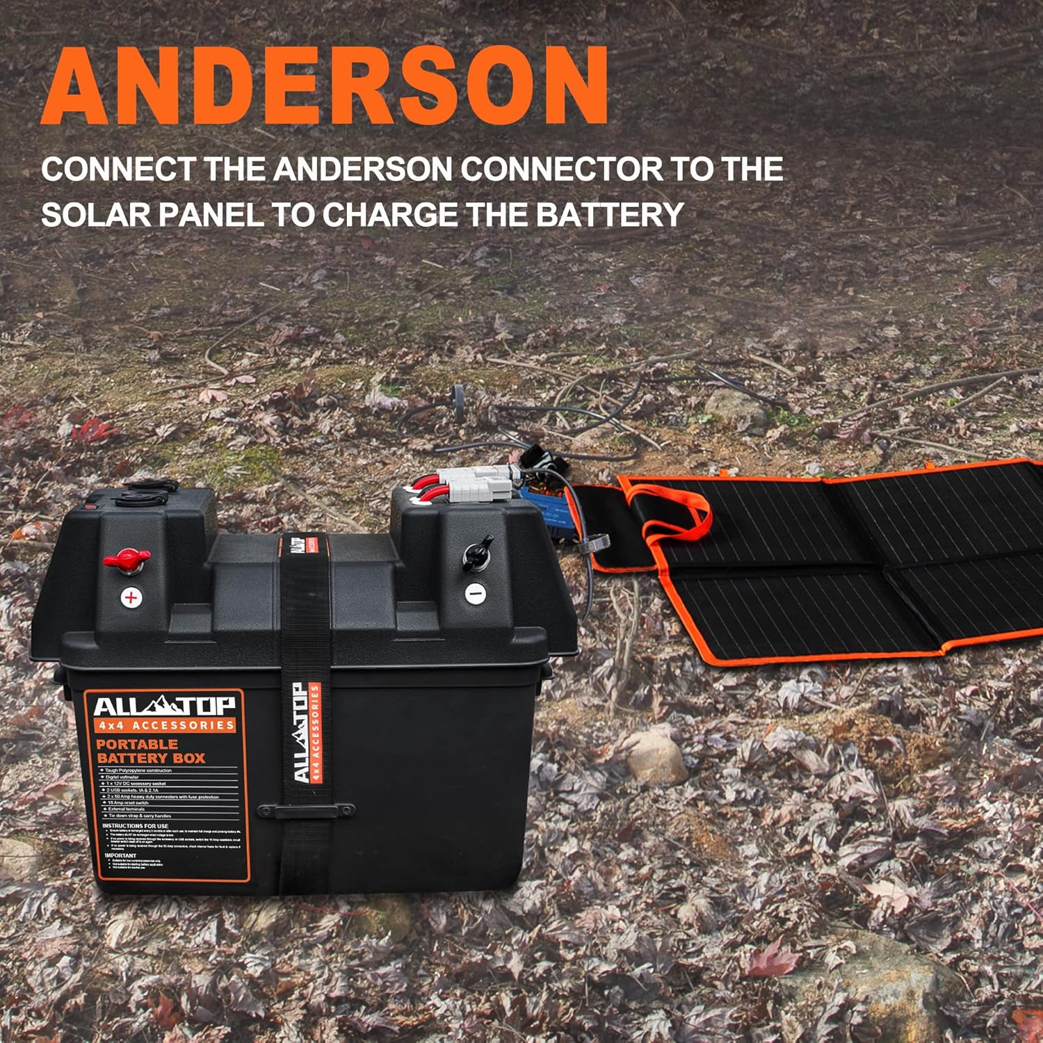 ALL-TOP Battery Box 12V Smart Portable Solar Generator Power Battery Box with Dual Anderson Plugs, USB and DC Ports For RV