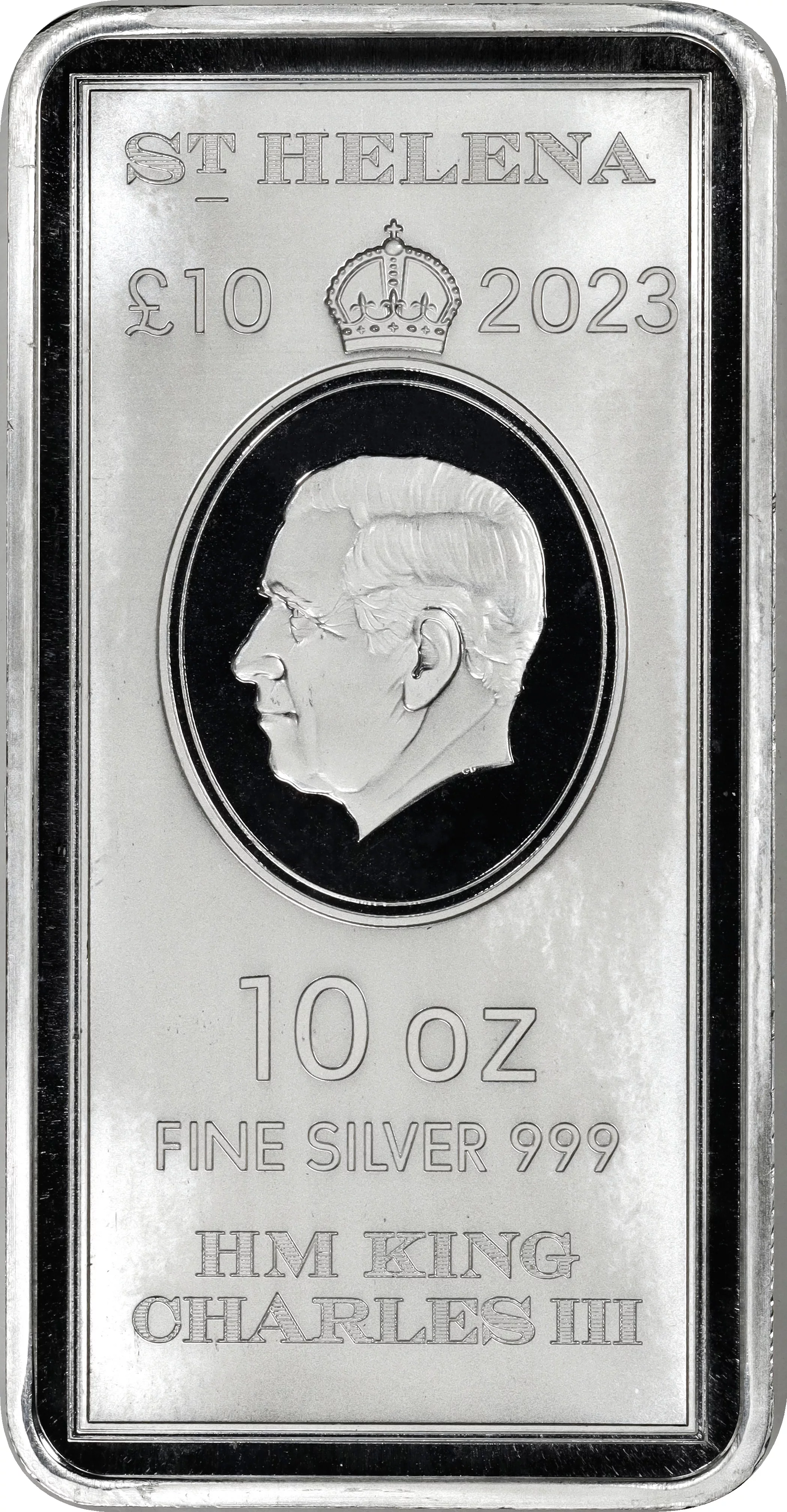2023 10 Pound St. Helena Silver King Charles 10 oz Silver Bar BU