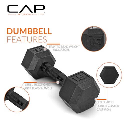 CAP Barbell 150 LB Coated Hex Dumbbell Weight Set with Vertical Rack | Multiple Options