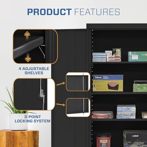 Sandusky Lee EA4R362472-02 Welded Steel Elite Storage Cabinet with Adjustable Shelves, 24" Length x 36" Width x 72" Height, Charcoal