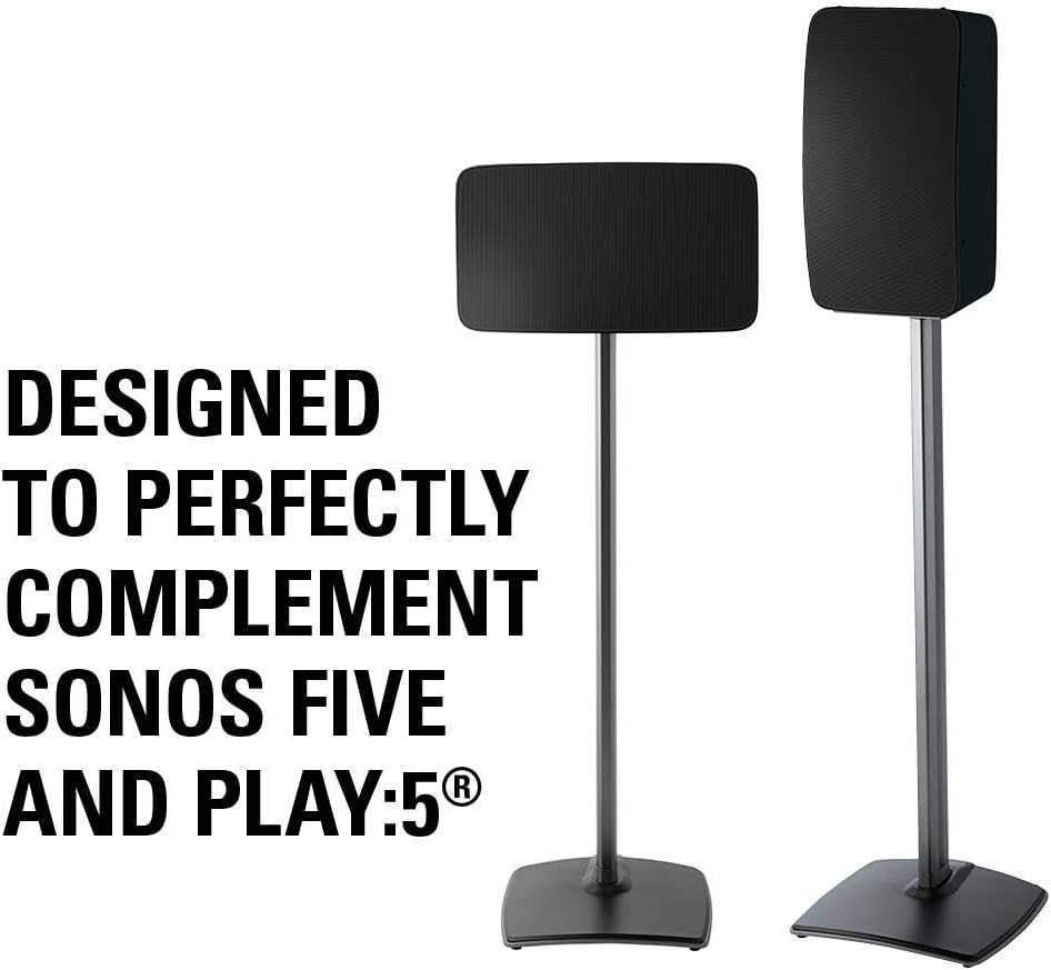 Sanus Wireless Speaker Stand for Sonos Five & Play:5 – Audio Enhancing Design for Vertical & Horizontal Orientations with Built-in Cable Management