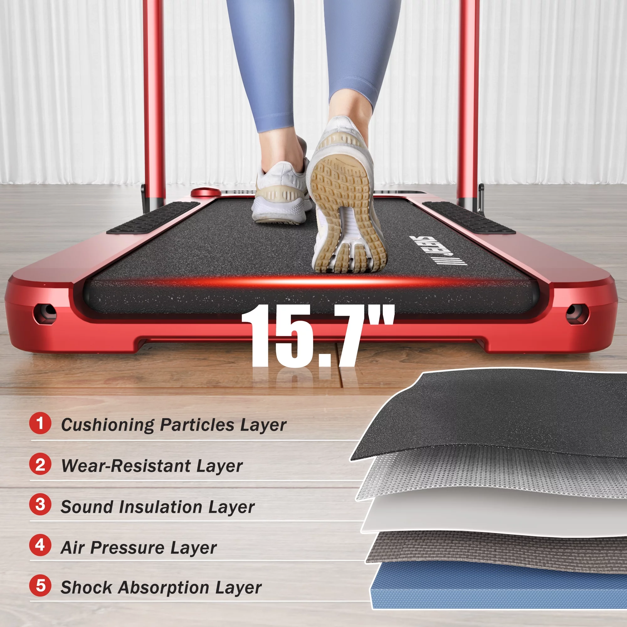 JELENS 2 in 1 Incline Treadmill Under Desk Walking Pad 2.5HP Home Folding Treadmills with Gesture Sensing Control
