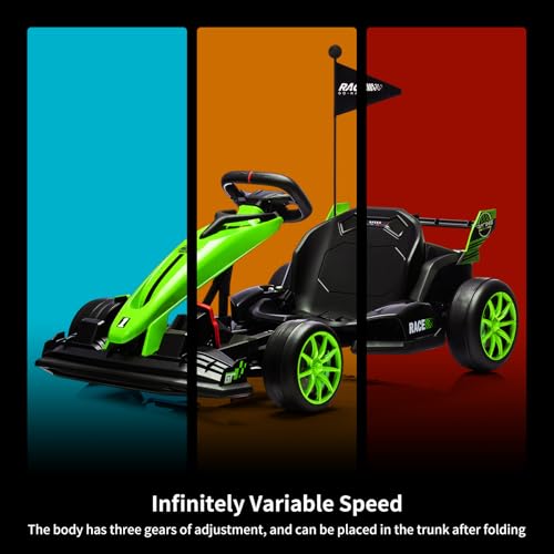 24V Electric Drift Kart for Kids, Ride Car with Adjustable Seat & 8.5MPH Speed, EVA Silent Wheels, Parent-Safety Certified Ride-On Toy