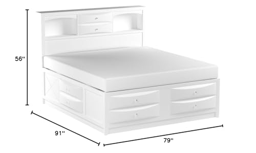Acme Ireland Queen 8-Drawer Wooden Bed with Storage in White