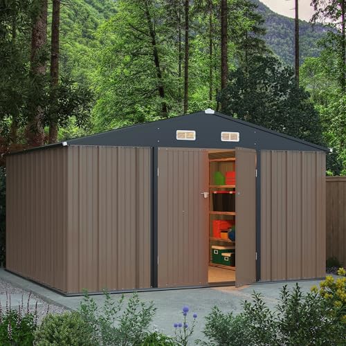 Greesum 5×3 FT Outdoor Storage Shed, Metal Storaged Sheds Without Floor, Tool Sheds with Lockable Doors and Sloping Roof for Garden, Patio, Backyard