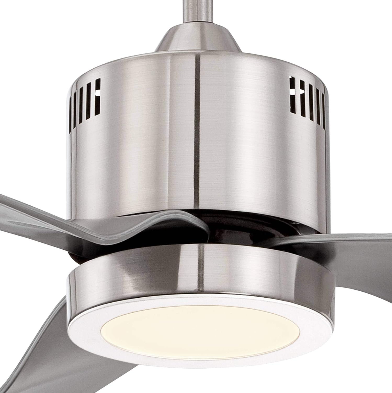 52 Visionary Modern Contemporary 3 Blade Indoor Ceiling Fan with Light LED Remote Control Brushed Nickel Silver Frosted for House Bedroom Living Room
