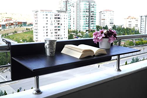 Balcony Bar Table for Railings, Outdoor Folding Deck Rail Table for Patio, Balcony Hanging Desk for Many Railings Compatible