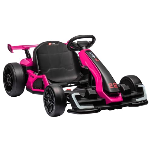 24V Kids Go Kart,300W Powerful Electric Drift Kart Car with Adjustable Seat,IDE On Toy with 4 Speed Mode,Big Battery, Drift/Sports Mode, Eva Tire