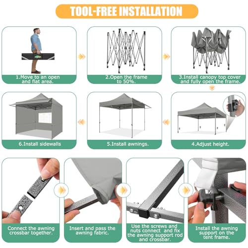 COBIZI 10x10 Pop Up Canopy Tent with Awning