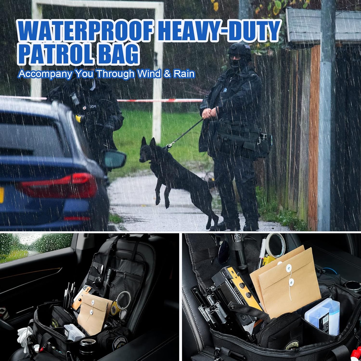 SUPAREE Police Duty Bag Law Enforcement, Tactical Car Seat Organizer Front Seat, Patrol Bag Law Enforcement Front Seat for Law Enforcement