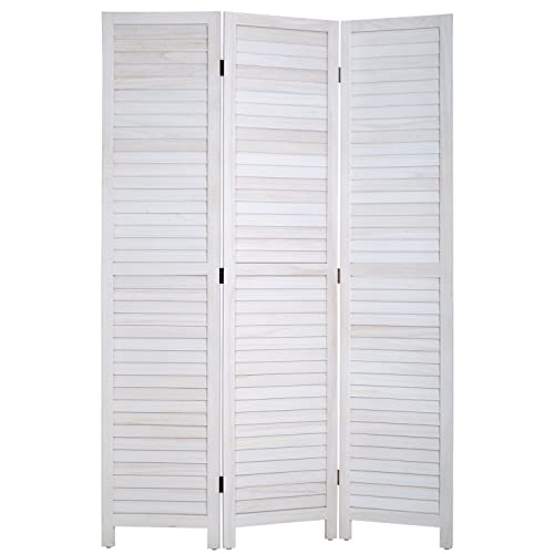 Room Divider 6 Panel Wood Privacy Screen Folding Partition Wall Room Dividers Freestanding White 5.57 FT Tall Divider for Room Separation