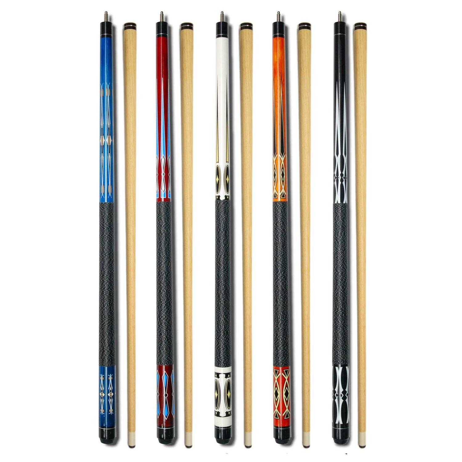 Set of 5 Pool Cues New 58 Billiard House Bar Pool Cue Sticks - Sports Supplies Online Store