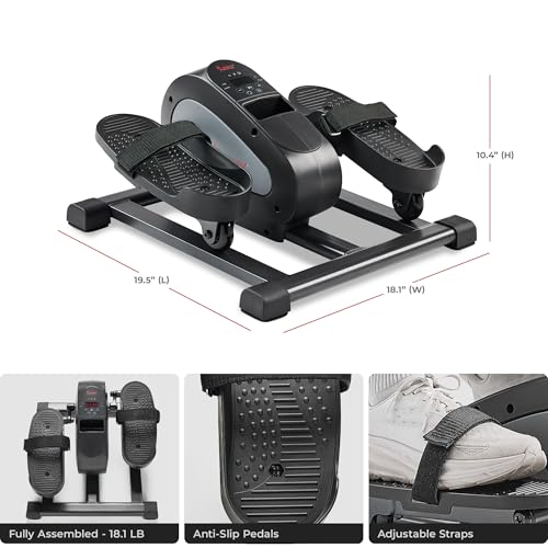 Sunny Health & Fitness Smart Mini Elliptical Trainer, Indoor Under-Desk Pedal Exerciser for Mobility & Cardio Workout, Free SunnyFit App Connection