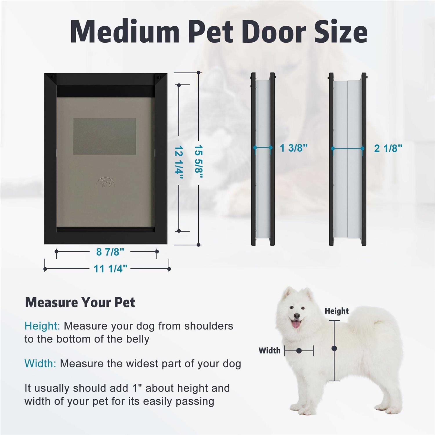 hardlight weatherproof dog door with sliding lock panel, tunnel adjustable, double flap dog door and cat door, strong and dur