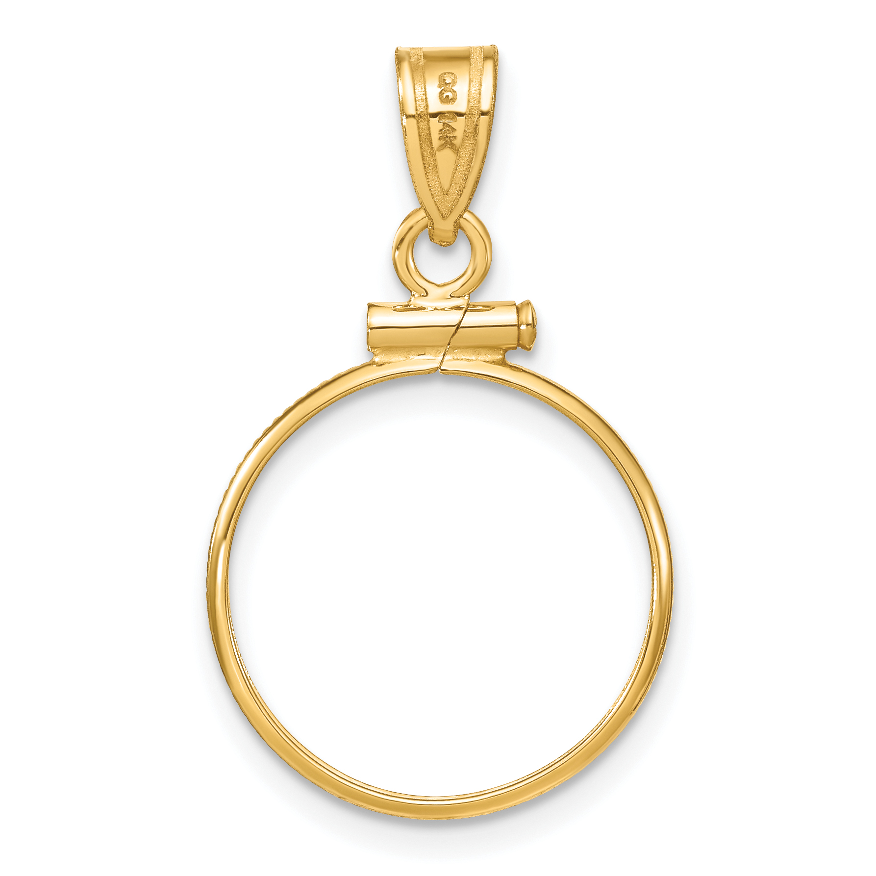 Carat In Karats 14K Yellow Gold 16.5mm Polished Screw Top Coin Bezel Pendant (28.4mm x 17.2mm)