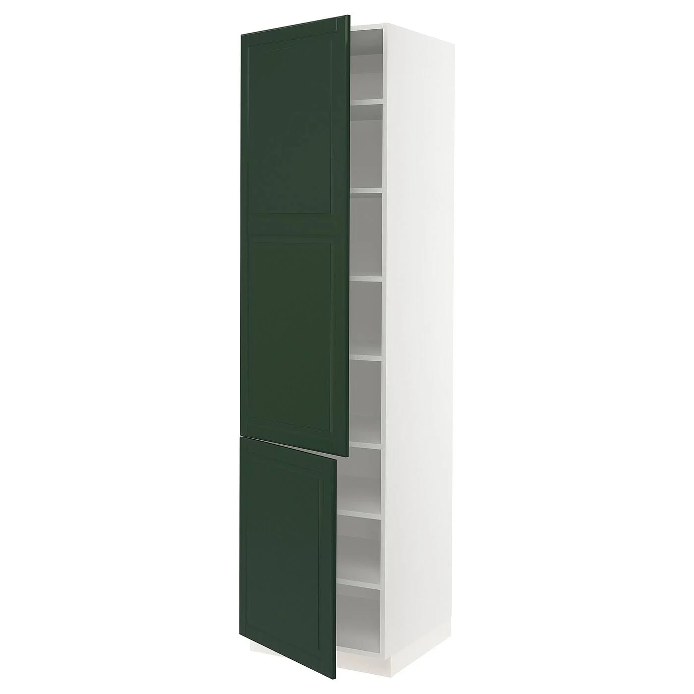 IKEA - SEKTION High Cabinet with shelves/2 Doors, white/Bodbyn Dark Green, 24x24x90 89376392