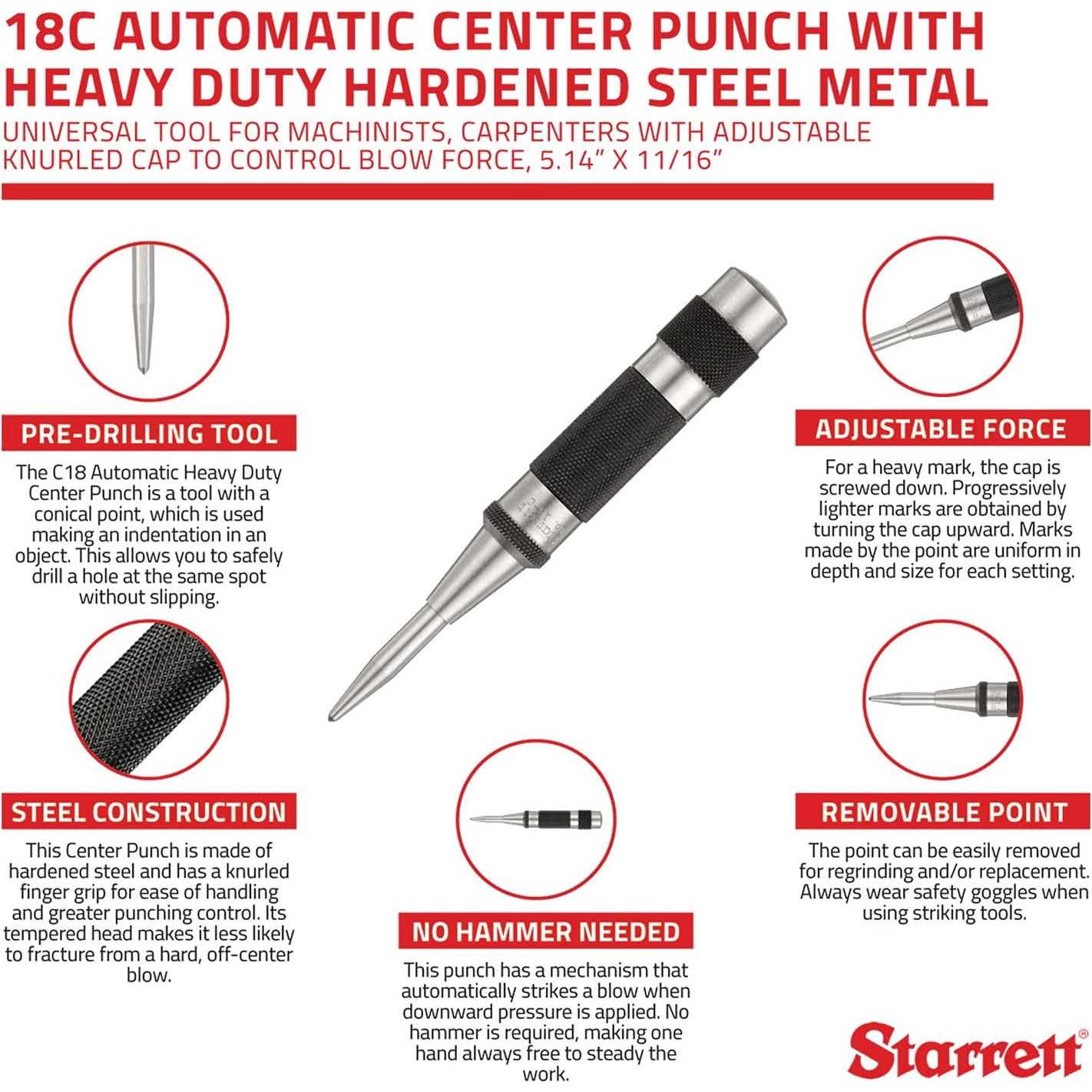 Starrett 18C Automatic Center Punch - Shop Hardware Tools Online Store