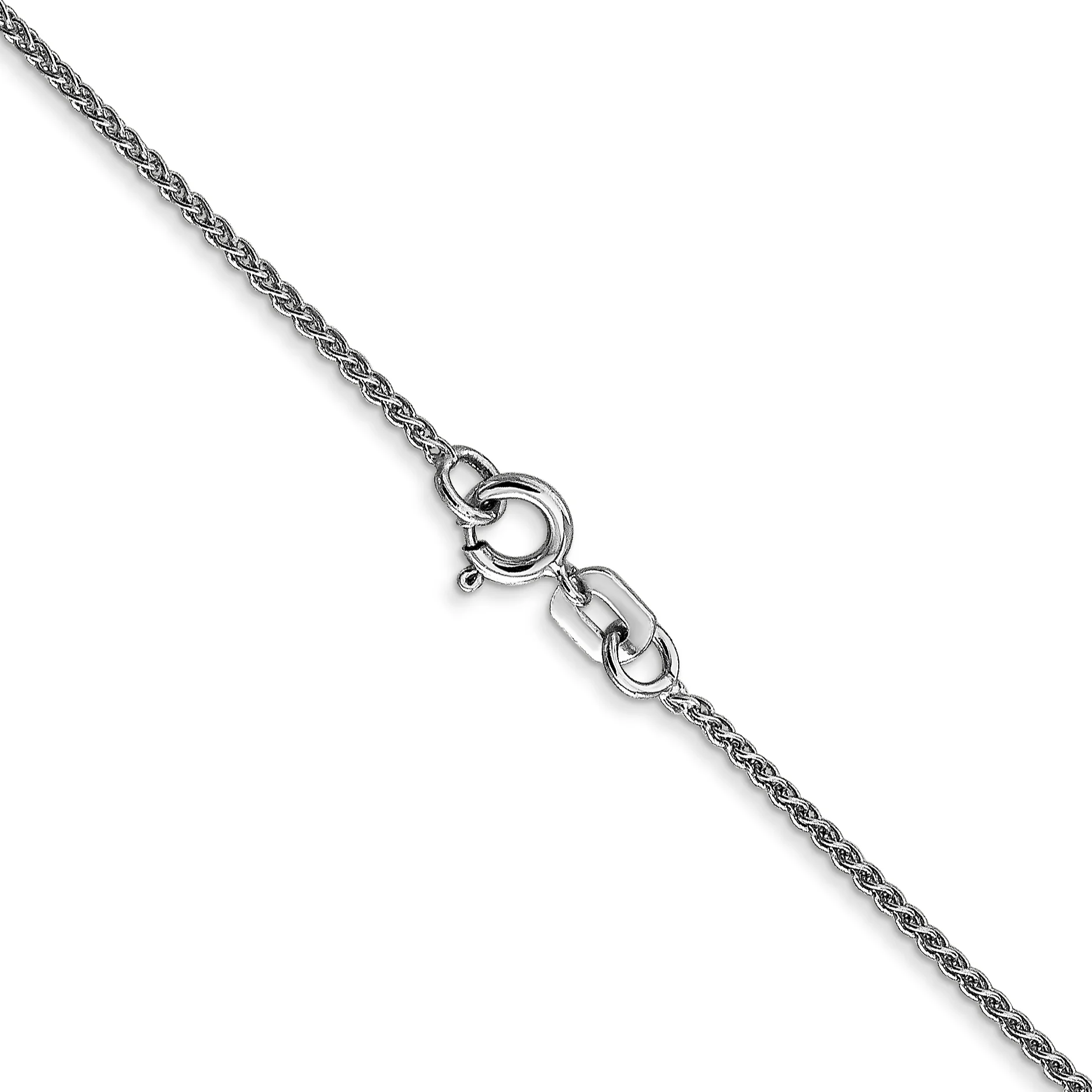 Carat in Karats 14K White Gold Ultra-thin Spiga With Spring Ring Clasp Chain Necklace (16 Inches x 1.05mm)