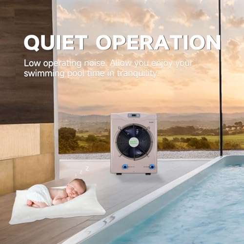Above Ground Pool Heater EU50, Max 16184BTU Up to 5000gallons Electric Swimming Pool Heat Pumps, Titanium Heat Exchanger, 5.62 COP, 110V/120V