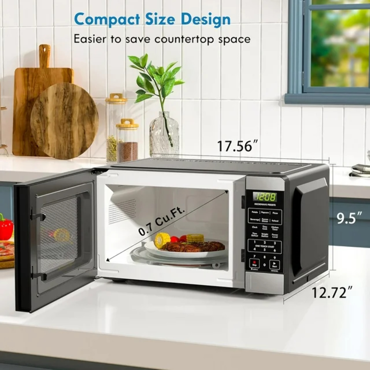 Kenmore Countertop Microwave, 6 Auto-Preset Menus, Child Lock, Defrost  Express Cooking Features, 700 Watt, .7 Cu Ft, Stainless Steel