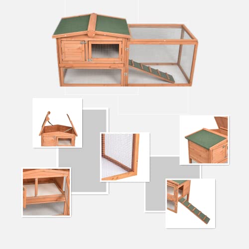 GOJOOASIS 80" Chicken Coop for 2-4 Chickens Outdoor Wooden Hen House Poultry Pet Hutch for Backyard w/Run Cage & Nesting Box(A)
