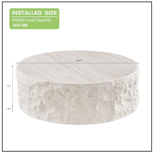 JUSTONE 15.75 ''Round Coffee Table, Accent End Table for Living Room Office Apartment, Modern Minimalist Side Table with Faux Marble Pattern