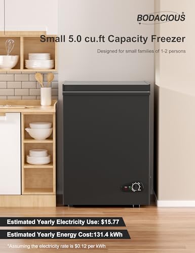 7.0 Cu Ft Chest Freezer - Energy Efficient & Quiet Mini Freezer with Adjustable Thermostat - Compact Deep Freezer for Home, Apartment, and Garage