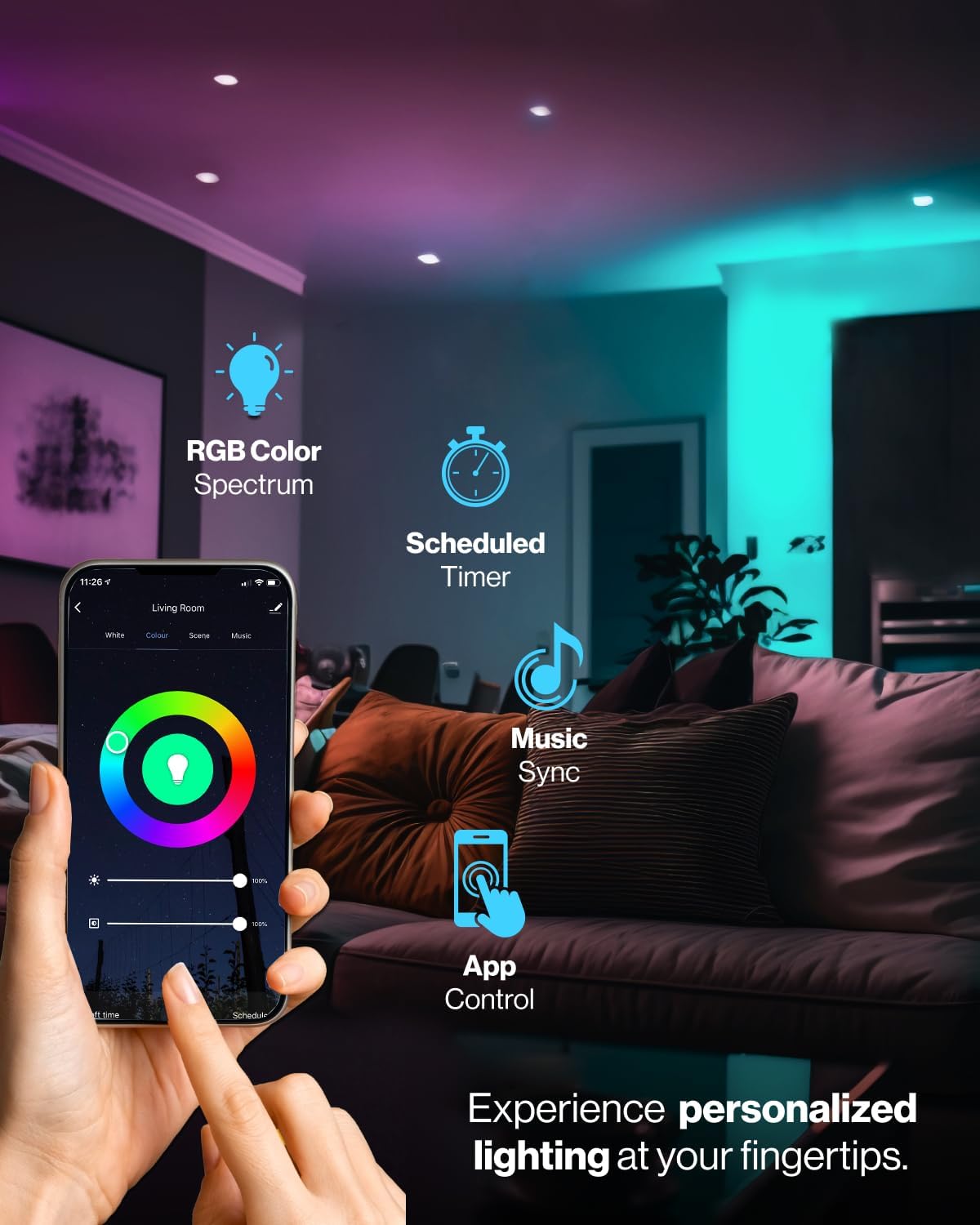 Sunco Lighting BR30 Alexa Smart Flood Light Bulb, Color Changing LED Recessed WiFi Bulb 8W, RGB CW, Dimmable, 650 LM