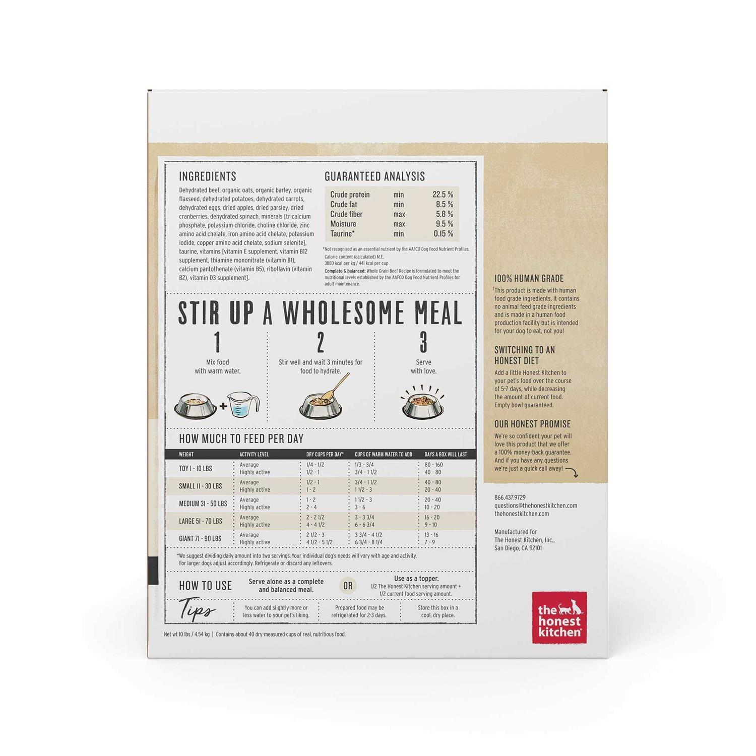 The Honest Kitchen Dehydrated Whole Grain Beef Dog Food - Pet Supplies online store