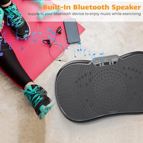 Vibration Plate Exercise Machine for Weight Loss – 100-Speed Platform with Bluetooth Speaker, Remote & Bands