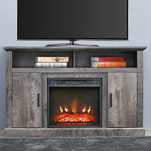PatioFestival Electric Fireplace TV Stand Entertainment Center Corner Fire Place Heaters Tv Console with Generic Rustic Furniture for TVs up to 42"