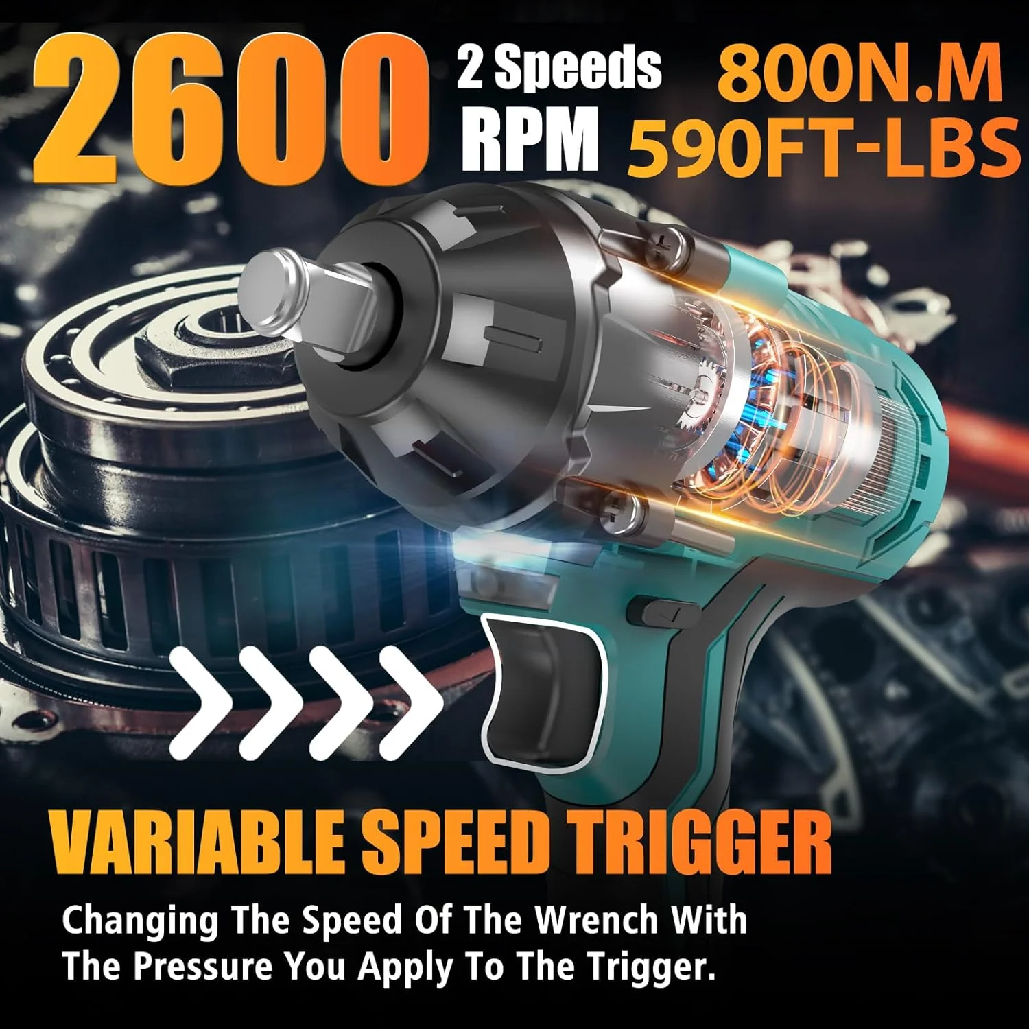 YGDU 1000Nm(738ft-lbs) Cordless Impact Wrench High Torque, 1/2 Battery Impact Gun w/ 2X 4.0Ah Batteries, Fast Charger, 5 Sockets & Storage Box
