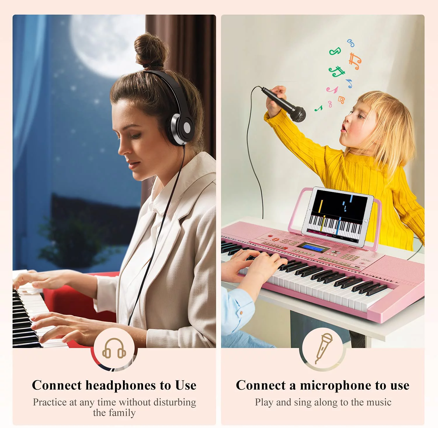 Eastar Electric Piano, 61 Keys Piano Keyboard for Beginners, Digital Piano with Luxury Package, Includes Stand, Bench, Music Stand, Headset