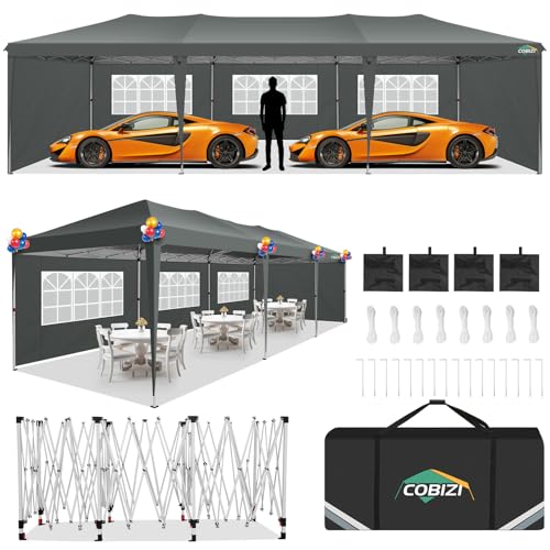 COBIZI 10x10 Pop up Canopy Tent Protable Canopy Tent with 4 Sidewalls Waterproof Commercial Instant Shelter for Parties, Wedding