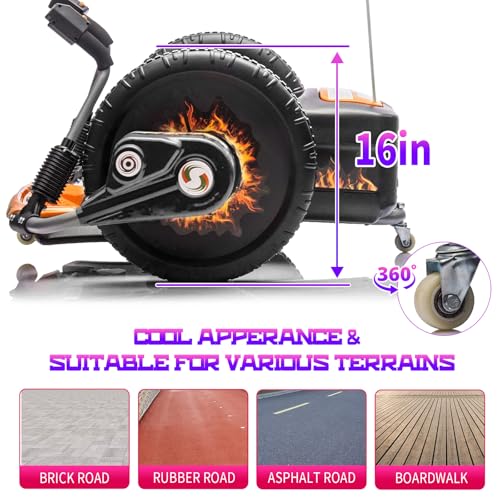 Electric Drifting Go Kart for Kids, 12V Outdoor Ride on Toys with 16-Inch Big Wheel, 360 Degree Spin, Speed of 4.66MPH, Dual Lever Steering