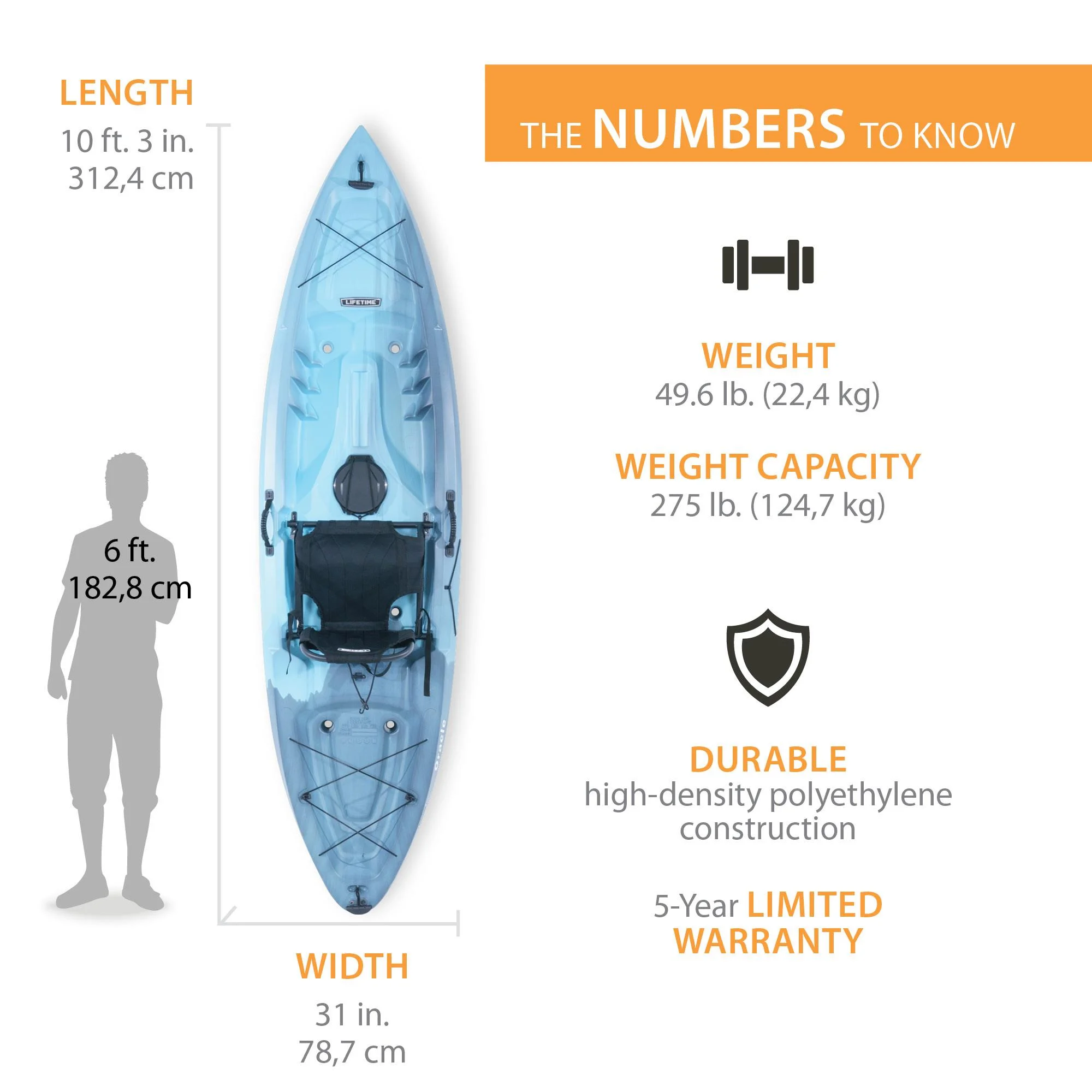 Lifetime Oracle 123 Sit-on-Top Kayak, Dragonfly Blue (91216) - Radiant Selections